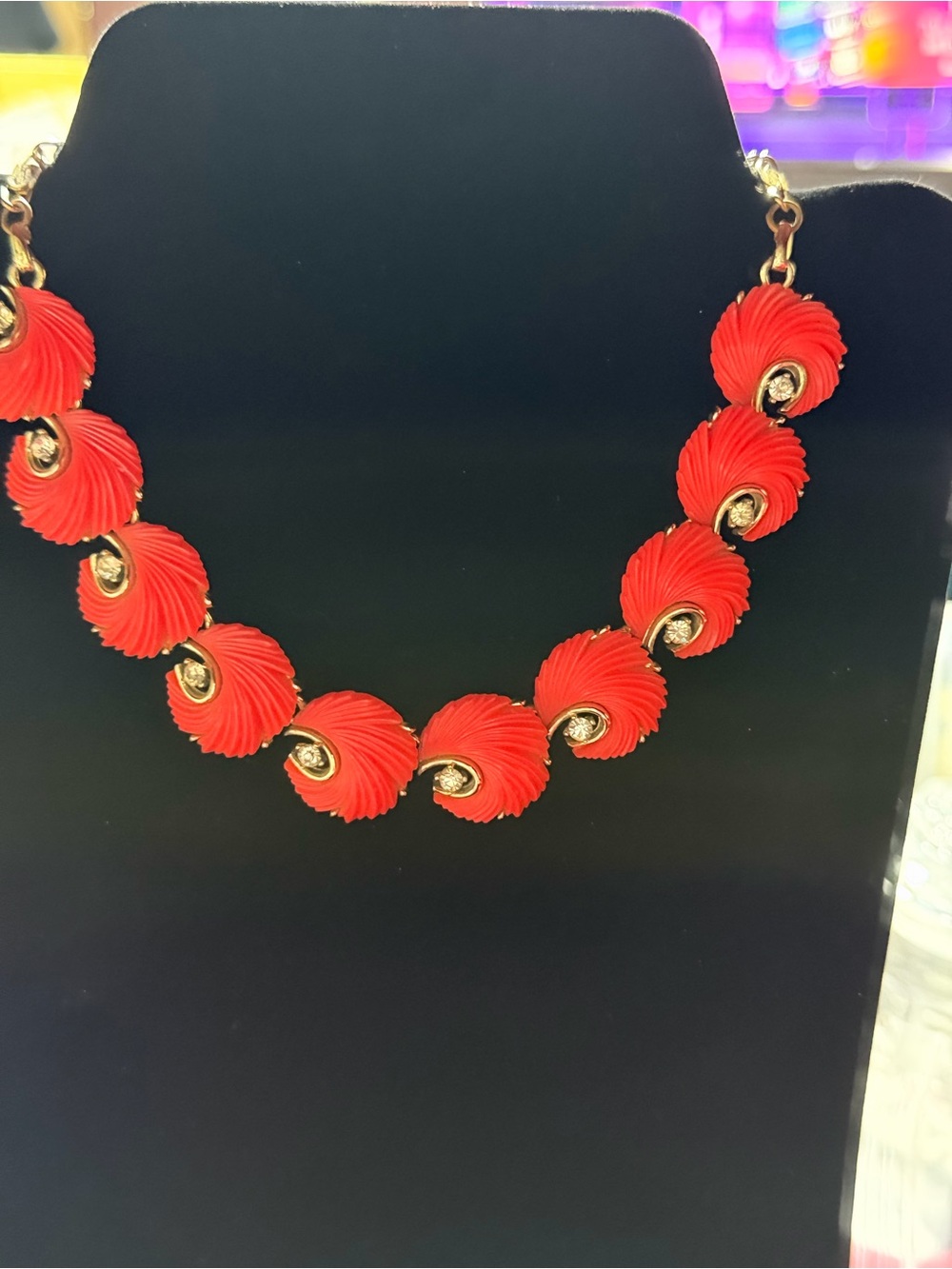 Orange Floral Statement Necklace  & Bracelet - Women's Jewelry